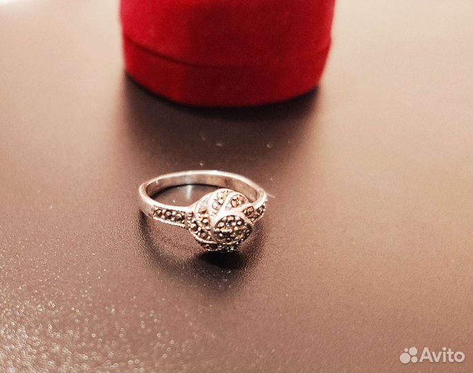 Марказит капельное серебряное кольцо 17,5р