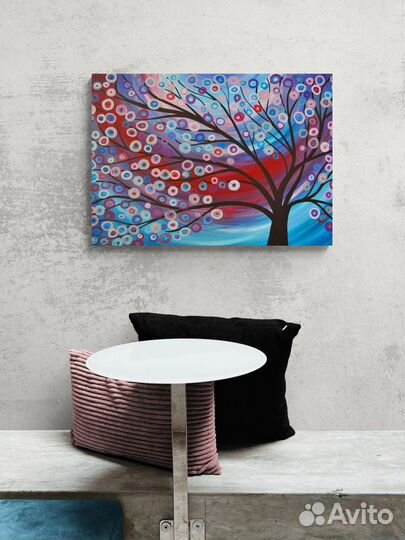 Картина в арт стиле с красивым деревом 70х50