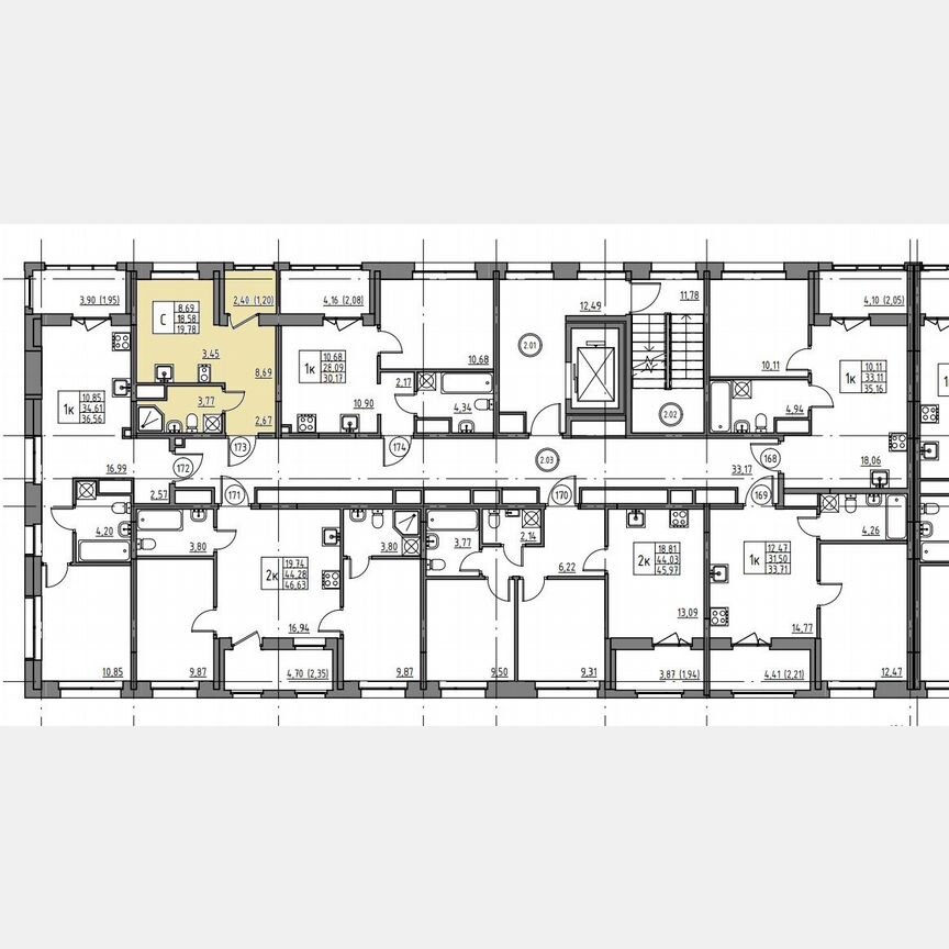 Квартира-студия, 19,8 м², 2/12 эт.
