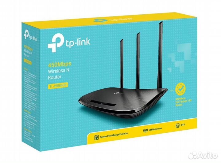 Wi-Fi роутер TP-link TL-WR940N 450M, черный