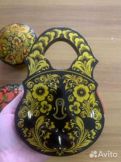 Хохлома деревянная золотая ручная роспись