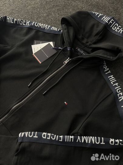 Зип худи Tommy Hilfiger черная люкс