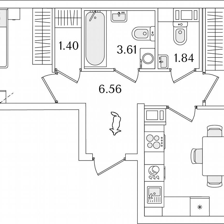 2-к. квартира, 54 м², 7/9 эт.