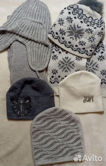 Шапки вязаные женские, шарфы, палантины