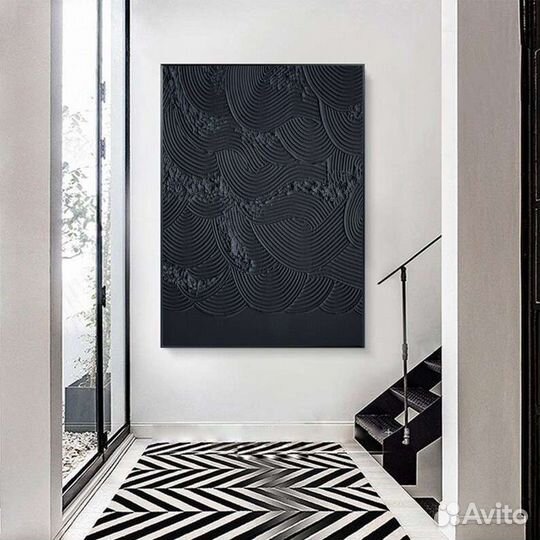 Картина маслом черная абстракция