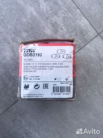 Тормозные колодки на hyundai creta