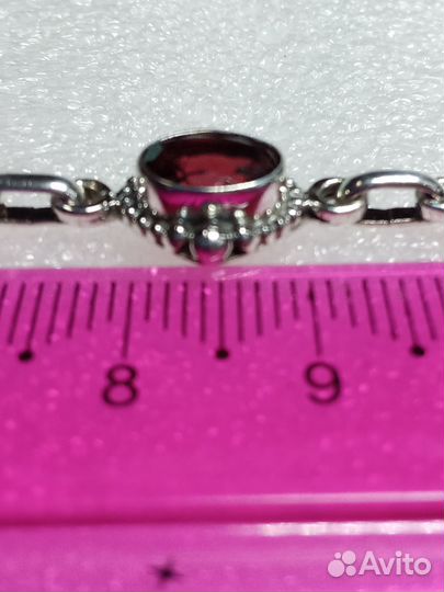 Серебряный браслет с Натуральными Гранатами