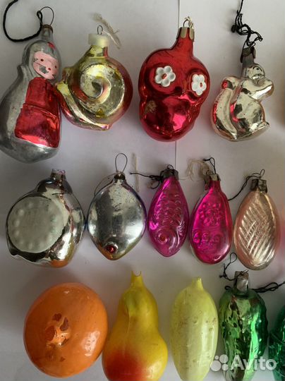 Елочные игрушки ссср. Белочка, улитка,будильник