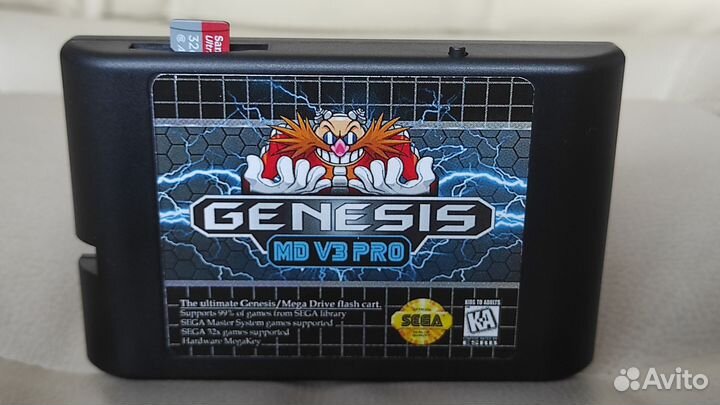 Флеш картридж чёрный sega MD V3 PRO 32Gb ultimate