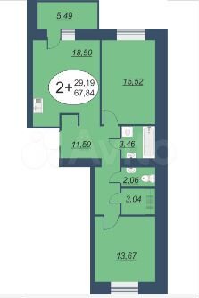 2-к. квартира, 68,1 м², 11/16 эт.