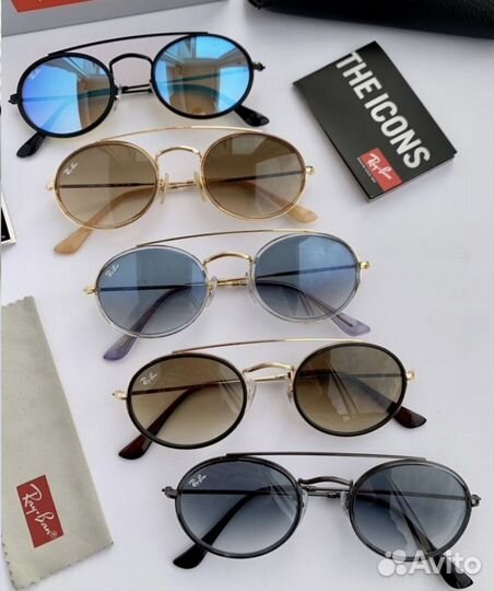 Очки ray ban oval Double Bridge коричневые