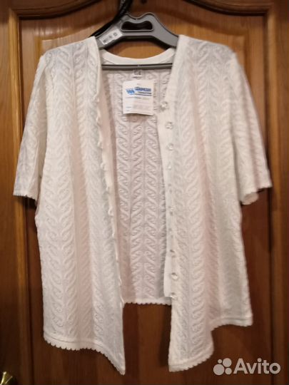 Жакет белый ажурный женский 54 размер