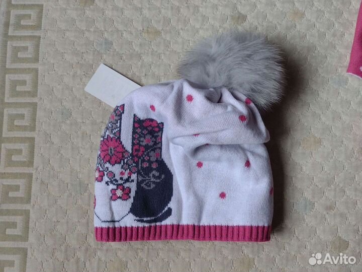 Новая зимняя шапка и шарф 48-52 Миалт белая девочк