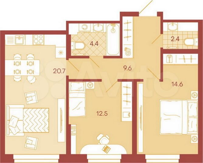 3-к. квартира, 64,2 м², 17/18 эт.
