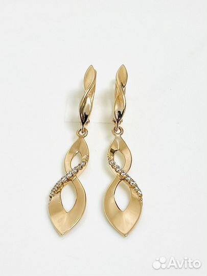 Золотые серьги с фианитами