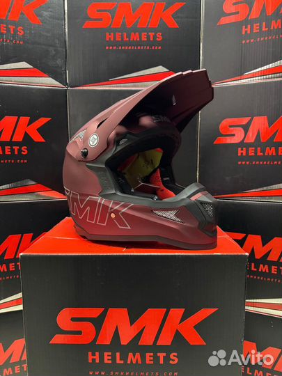 Мотошлем кроссовый SMK allterra, цвет бордовый