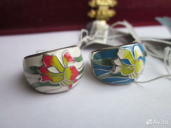 Серебряное Кольцо Ирис Эмаль