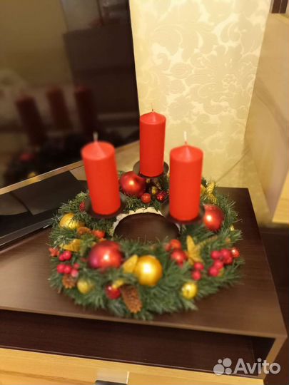 Композиция новогодняя со свечами HandMade