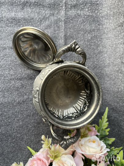 Сахарница винтажная оловянная