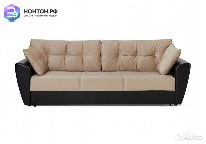 Диван еврокнижка Мадейра Lux бежевый / коричневый