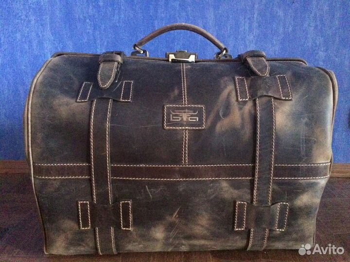 Саквояж дорожный, кожа быка
