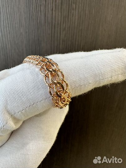 Браслет питон серебро в позолоте 9мм ширина