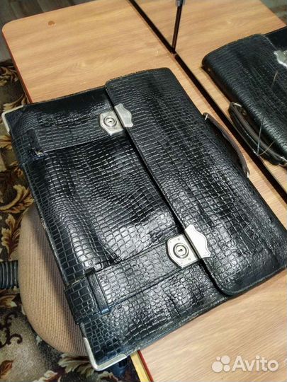 Мужской кожаный антикварный портфель