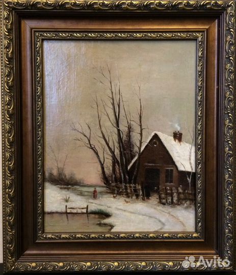 Картина холст масло н/х 40х32 19в. Европа