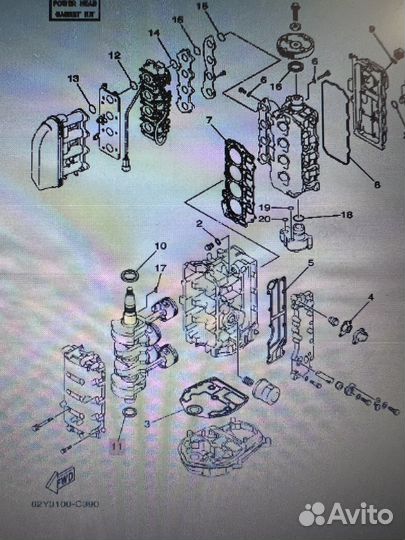 Сальник коленчатого вала нижний для подвесных лодо