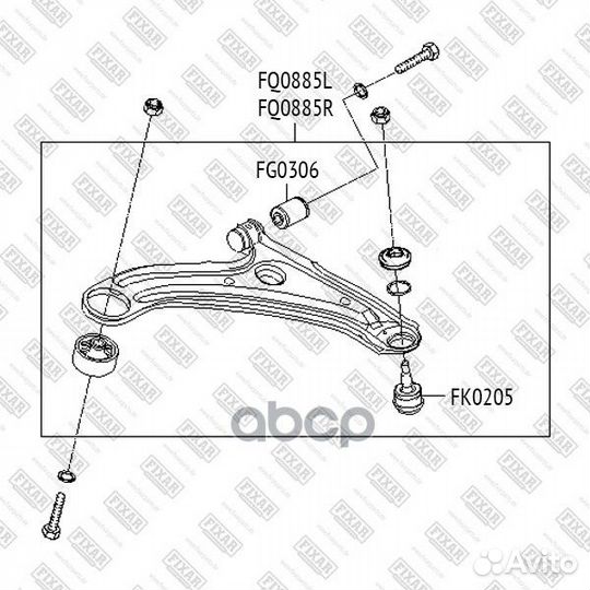 Рычаг пер.ниж.прав.hyundai getz 02 FQ0885R fixar