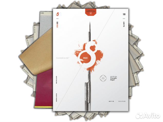 Бумага трафарет для татуировки S8 красная 1 лист