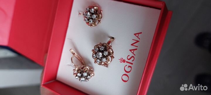 Золотой комплект серьги и кольцо 585 проба