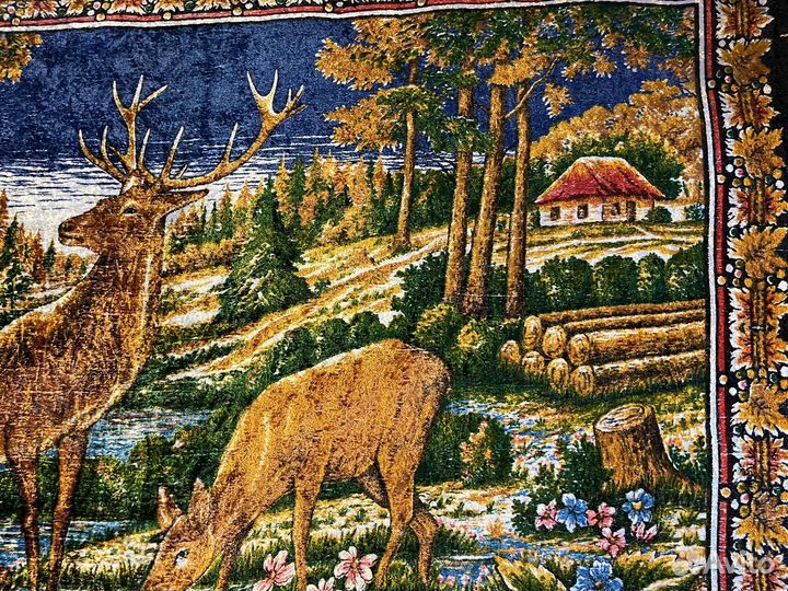 Коврик с оленем винтаж плюш