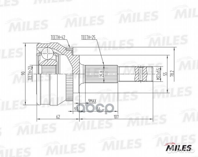 Шрус nissan sunny 1.6-2.0 90-95 нар.(ABS) ga203