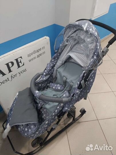 Детские санки коляска с колесами