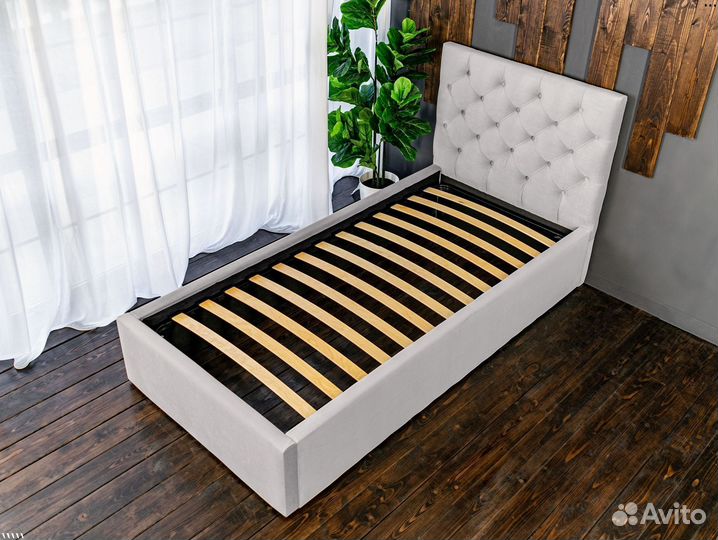 Кровать 80х200 серый велюр Барокко