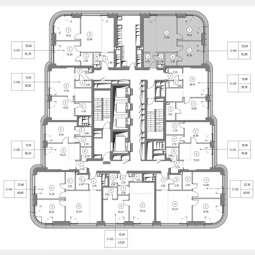 2-к. квартира, 53,4 м², 24/53 эт.