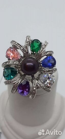 Серебрянок кольцо ручной работы с фианитами