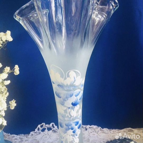 Ваза для цветов Волна, ручная роспись, СССР