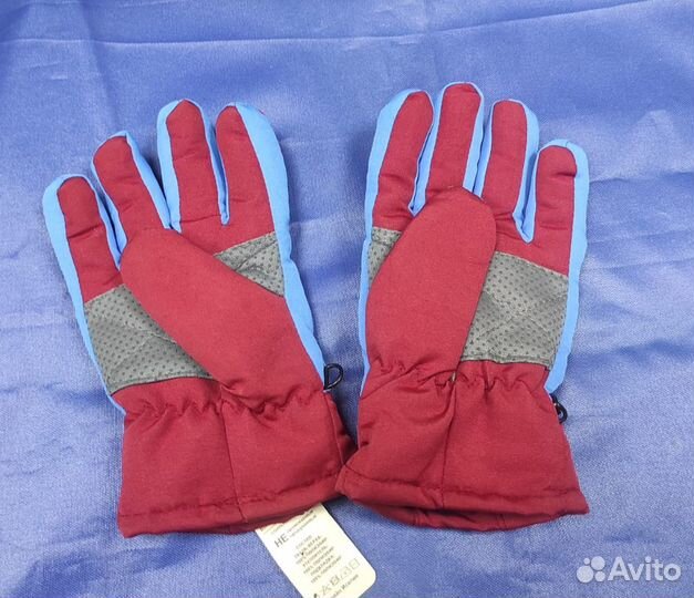 Зимние детские перчатки 6-8 лет, красно-синие S