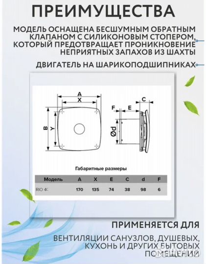 Вентилятор вытяжной DiCiTi Rio 4C новый