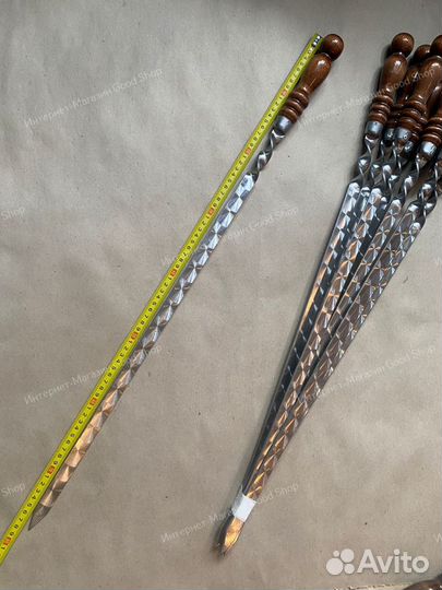 Шампур для люля кебаб 550х20х3 мм. дер. ручка