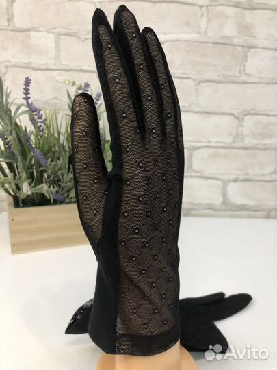 Перчатки женские сетка черные