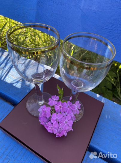 Фужеры из стекла из СССР с золотой каймой