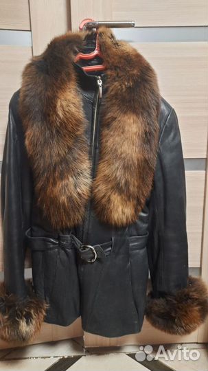 Куртка кожаная женская зимняя 46 48