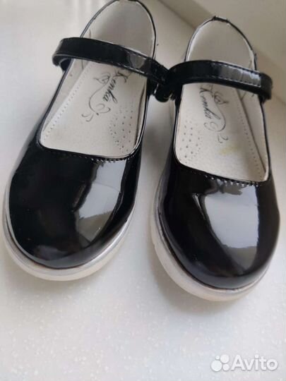 Лаковые черные туфли для девочки kenka 29 размер