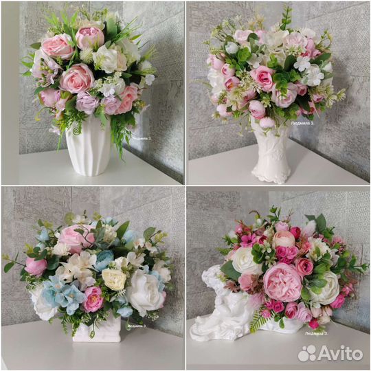 Топиарий и композиция из искусственных цветов