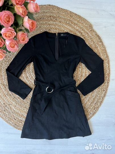 Платье zara черная замша