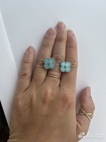 Серьги Van cleef серый перламутр