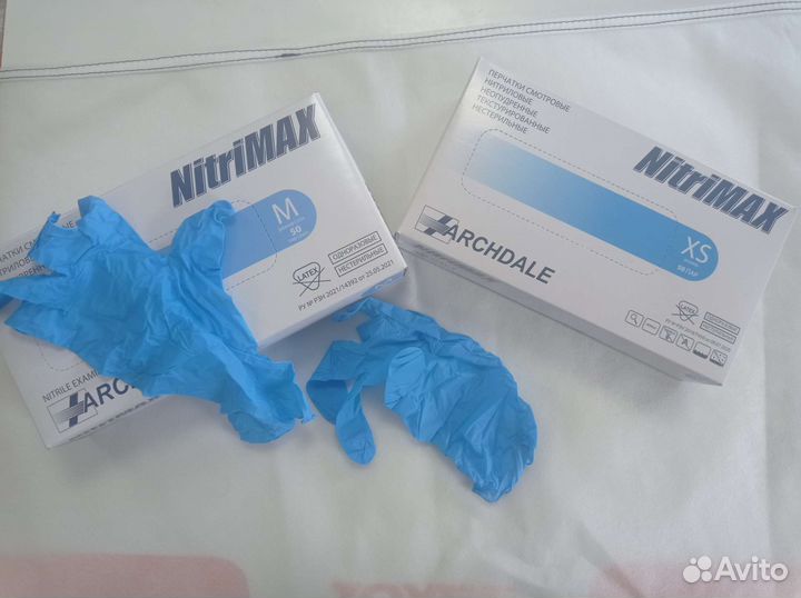 Перчатки нитриловые и виниловые